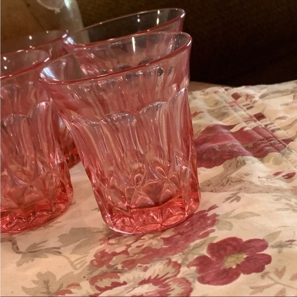 Noritake Pink Pressed Glass Tumblers - Set of 4